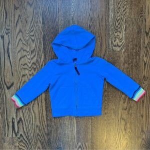 Primary Royal Blue Zip up Hoodie with Rainbow Cuffs